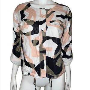 DKNY Pink Cropped Camoflauge Lightly Lined Anorak Jacket Medium NWT